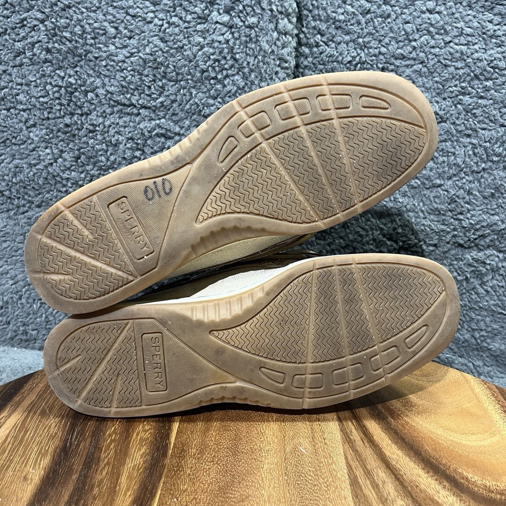 Sperry Top Sider Shoes Womens 7 Songfish Linen Oat‎ Sliver Boat Shoe Lace Up - Picture 9 of 11